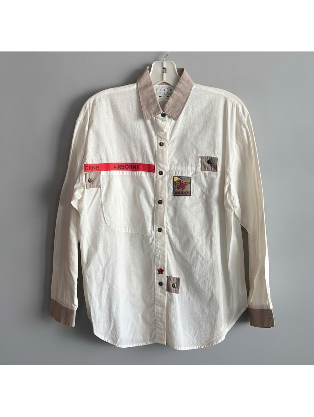 Vintage 90s Y.O.U. Babes White Long Sleeve Button Up Shirt Utility Streetwear S